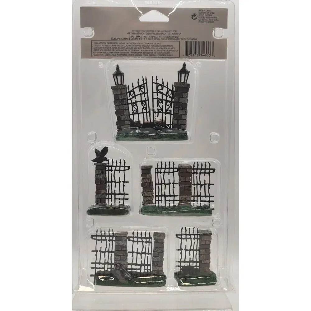 Lemax Spooky Town 2013 Iron Gate and Fence Set of 4 #34606